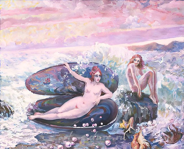 А. Оranskaya. Pearls. Left part, 2000, oil on canvas, 50х50