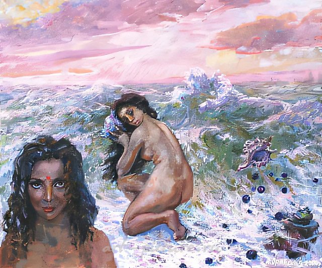 А. Оranskaya. Pearls. Right part, 2000, oil on canvas, 50x50