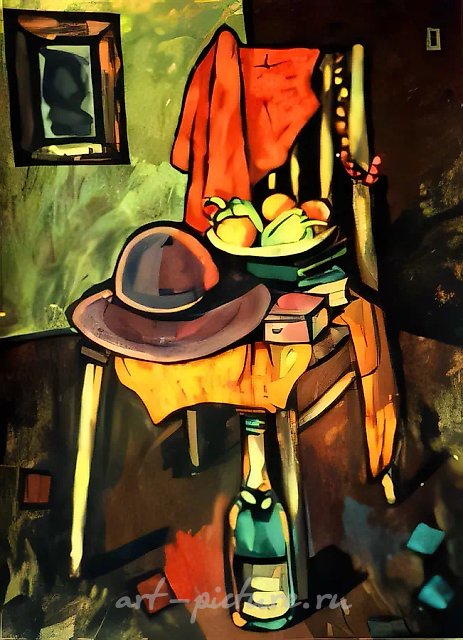 Натюрморт со шляпой, 1996, бумага, гуашь, 55x70, $500