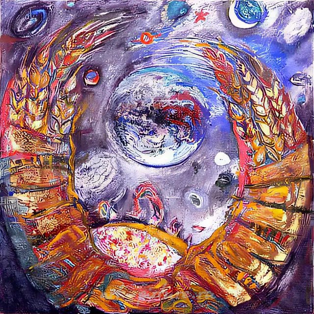 Пейзаж с планеты Земля, 1988, масло на холсте и картоне, 103x103. Собственность автора