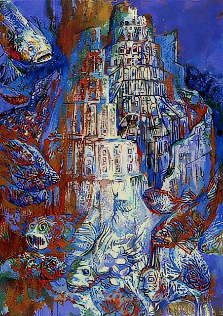 Вавилонская башня, 1998, масло на холсте и картоне, 280x200. Собственность автора