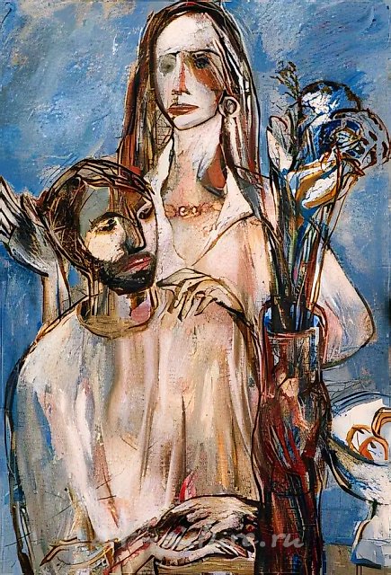 Двойной портрет, 1987, масло на холсте и картоне, 150x80. Собственность автора
