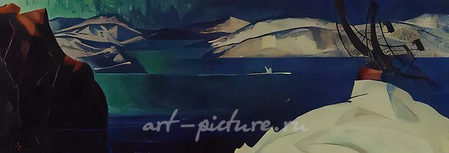 In the fiords of Kolsky, 1973, tempera on cardboard, 60x165