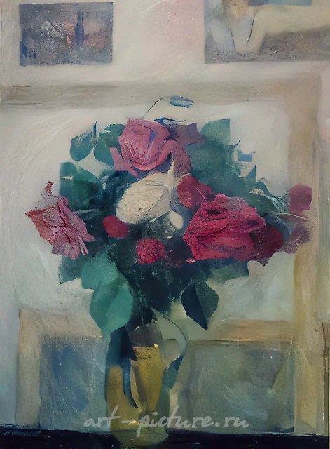 玫瑰，1976，蛋彩画布，80x80