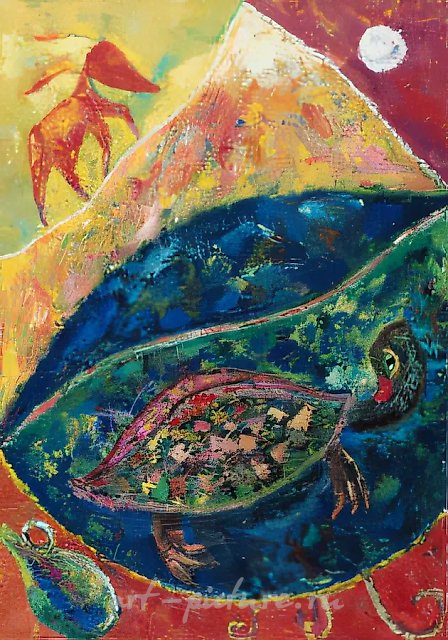 Черепаха. Серия «Волшебные ослики», 1999, масло на холсте, 70x50