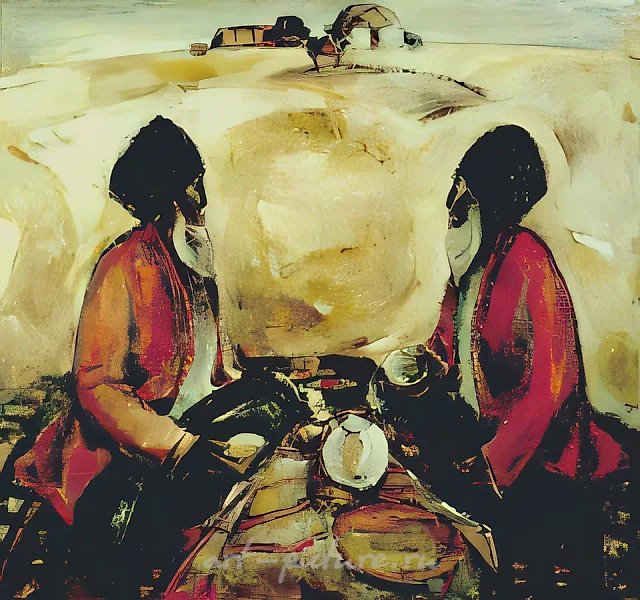 Разговор, 1991, холст, масло, 93x100. Собственность автора