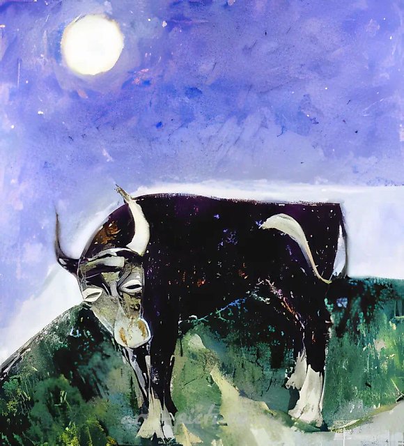 Бык, 2000, холст, масло, 100x90. Частная коллекция