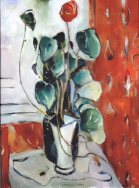 Красный цветок, 2000, холст, масло, 80x60. Частная коллекция