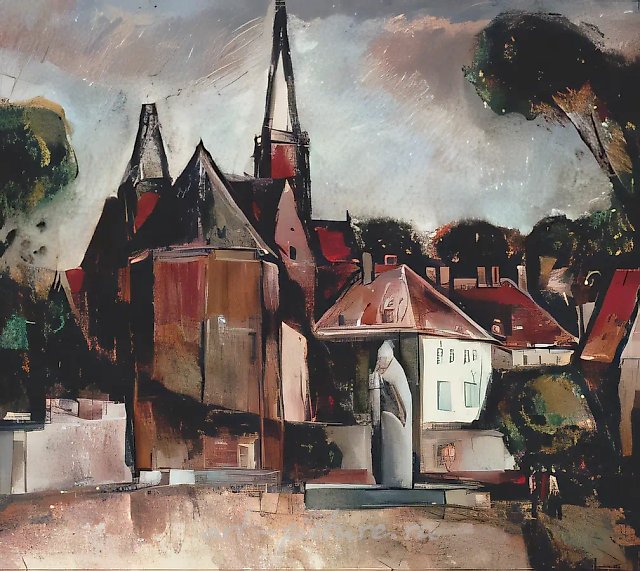Костёл Святого Мартина. Вроцлав, 1985, холст, масло, 80x70. Собственность автора