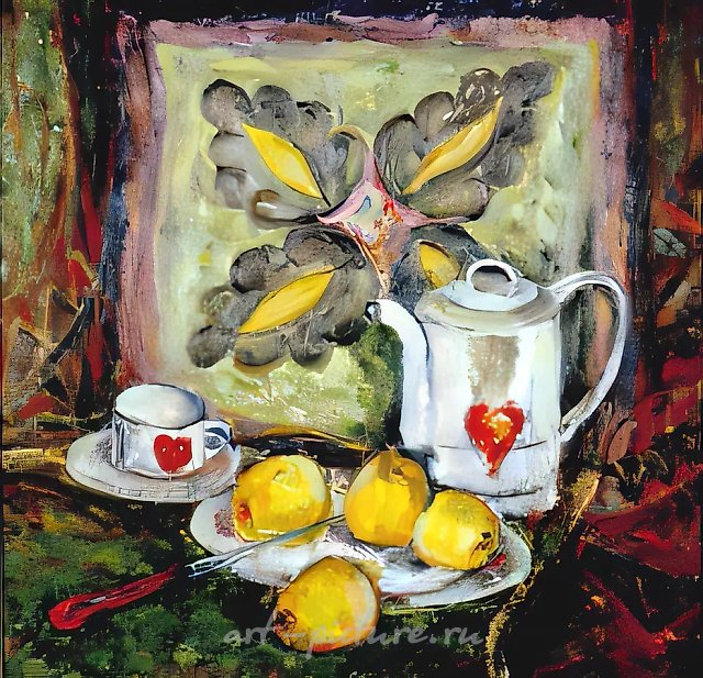 Натюрморт с белым чайником, 1998, картон, масло, 50х50 Собственность автора