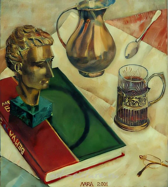静物与青铜，2001年，布面油画，45x40，作者自藏