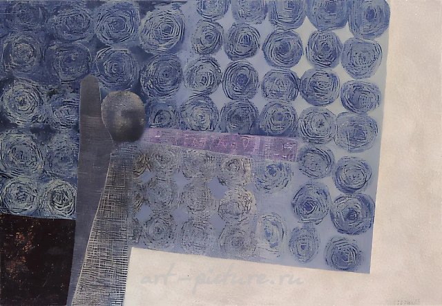 Ангел, 1997, холст, смешанная техника, 90х130 см В собрании Галереи Герцева, Москва.