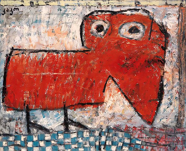 Красная ворона, 1997, холст, масло, 81х100 см В собрании Галереи Герцева, Москва
