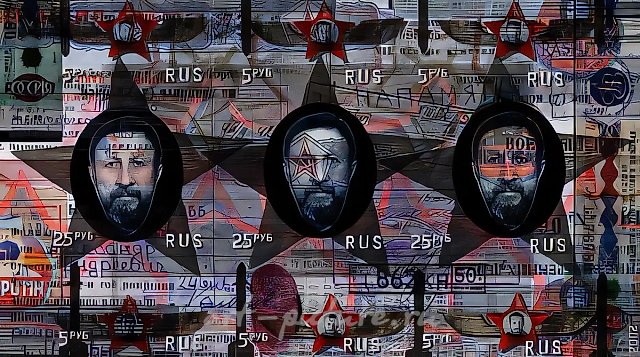 Военная карта, 2002, авторская печать, холст