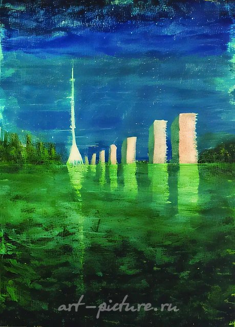 Останкино, 2003, масло на холсте, 136x90 дюймов