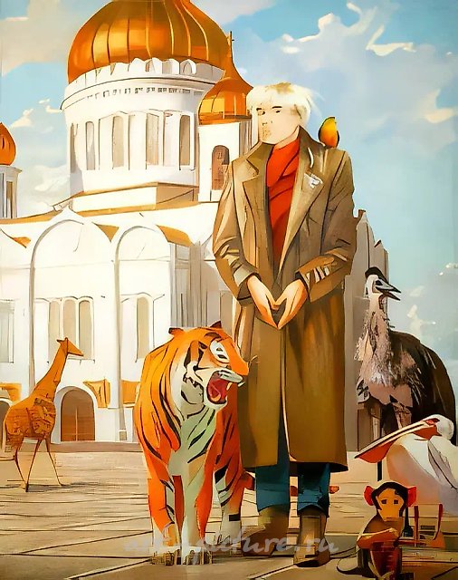 Warhol in Moscow, 2000, oil on canvas, 250х194