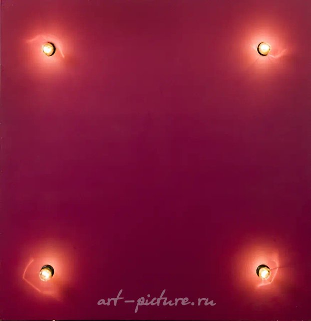 红场，1997年，木板丙烯，电灯泡，130x130