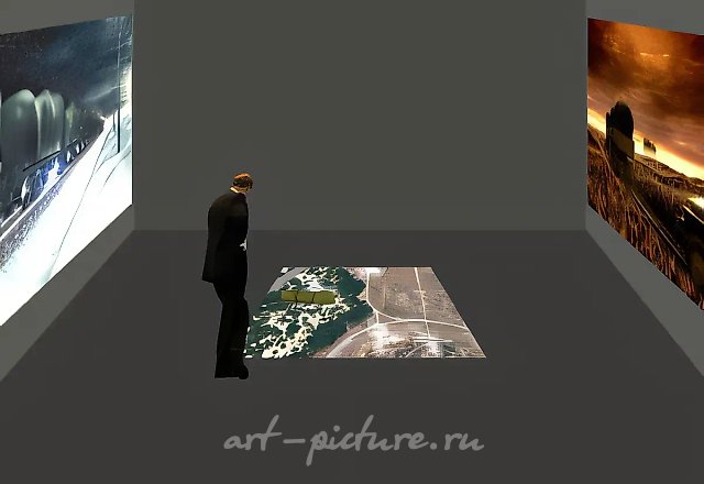 Echelon (scheme of installation), 2006, videoinstallation (3 channel, looped),