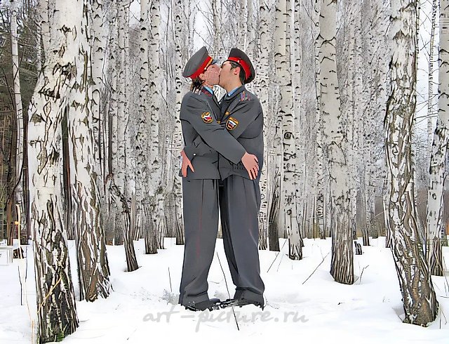 Kissing Militiamen (The Era of Mercy), 2005,  , 75×100