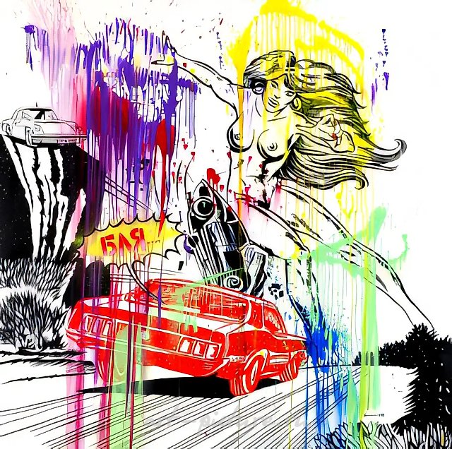 `Fuck!`, 2008, acrylic on canvas, 200x200