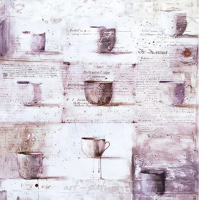Девять чашек, 1998, масло на холсте, 71x71 см