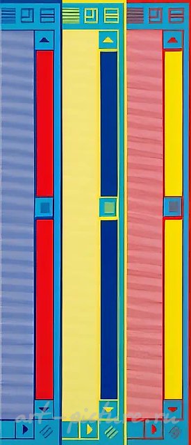 Кто боится красного, жёлтого и синего, 2001, акрил/холст, 300x130x7 см