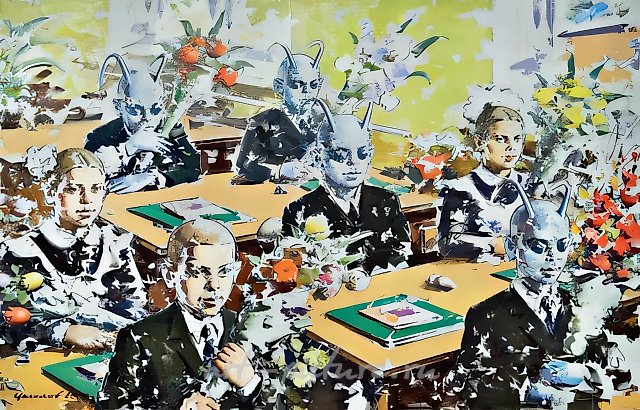 First Day at School from X-Files series, 2009, oil on canvas, 180 x 280 cm