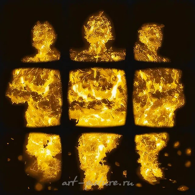 Протестная песня (Кода), 1998, мультимедиа, холст, scotchprint, 90x90 см