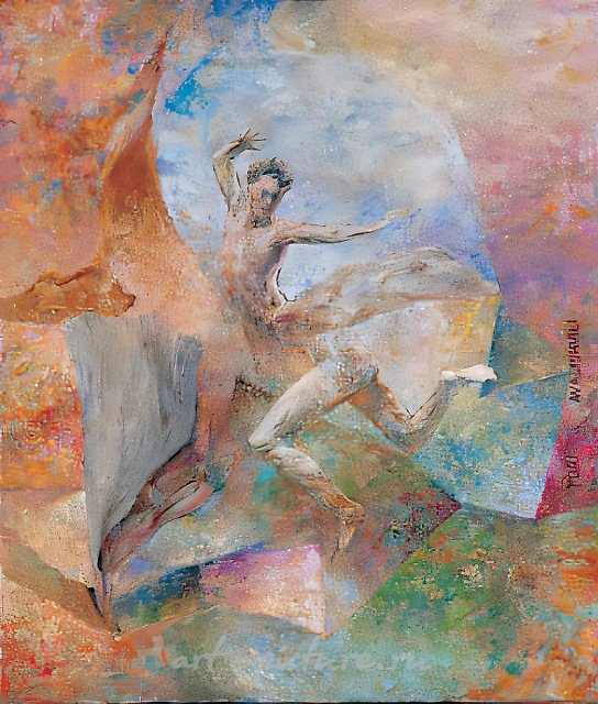 "Переход в пространстве или движение чайки", 2003, холст, масло, 70*60