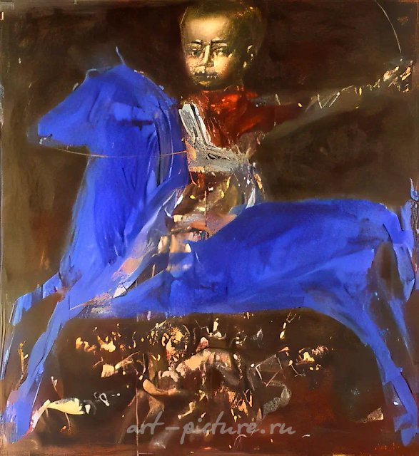 Синий всадник, 1989, холст, масло, 110х110