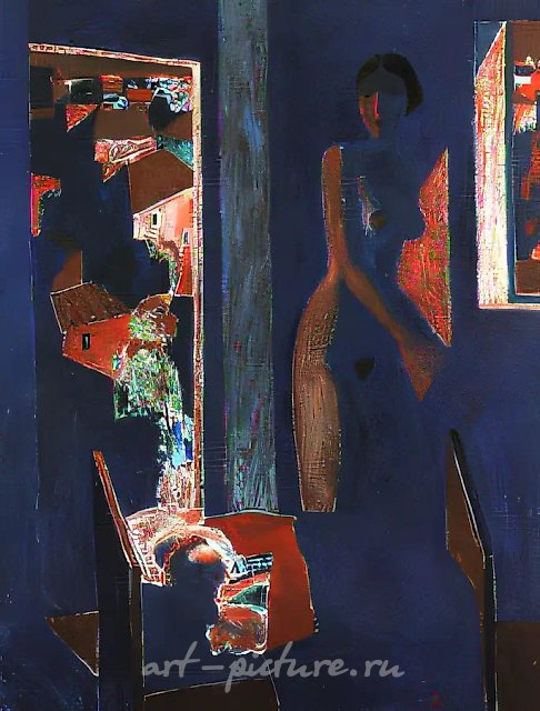 Ночь. Материнство, 1982, холст, масло, 200x160. Коллекция г-на Петера Людвига, Ахен, Германия