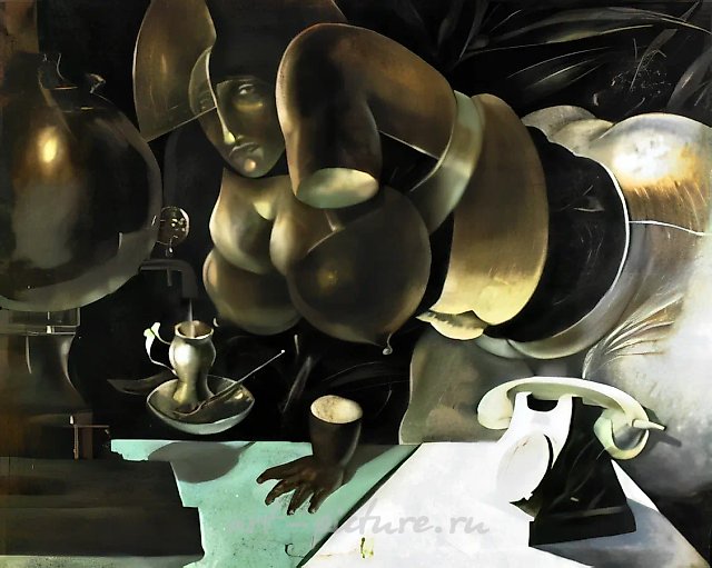 Tea Drinking II, 1992, canvas, oil, 80x100