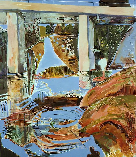 Рыболов под мостом, 1988, холст, масло, 150x130