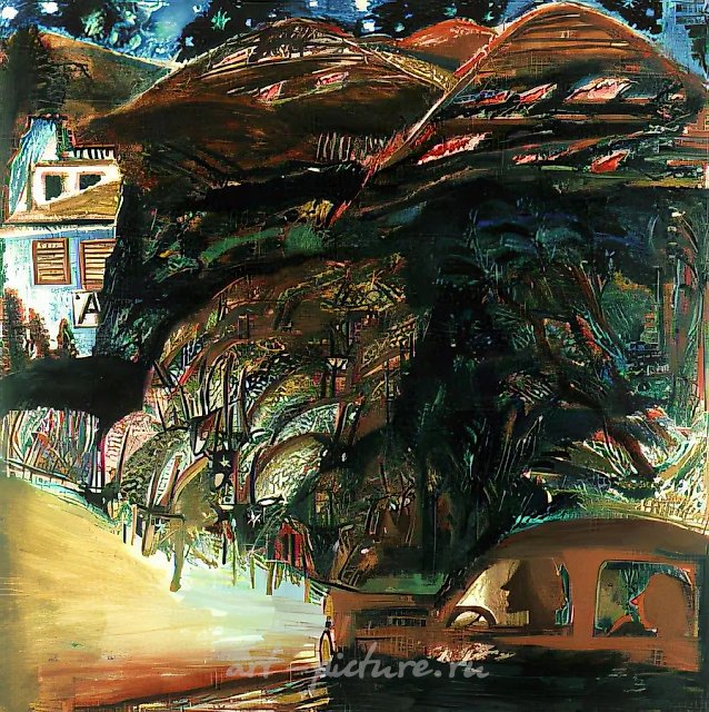 Предчувствие катастрофы. Пожар в горах, 1988, холст, масло, 150x150