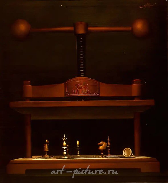 Шахматный столик, 1983, оргалит, масло, 70х70