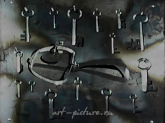 Без названия, 1991, металл, паркетный лак, масло, 98х120