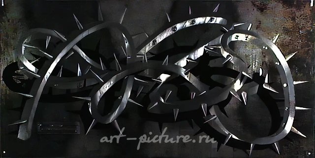 Без названия, 1992, металл, паркетный лак, масло, 150х114