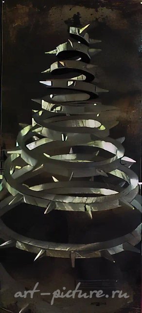 Без названия, 1992, металл, паркетный лак, масло, 76х150