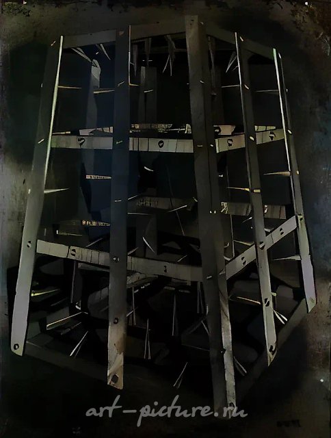 Без названия, 1992, металл, паркетный лак, масло, 150х70