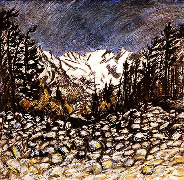 Ущелье Адыл-Су, 1991, соус, пастель, чернила, 60x60, $200