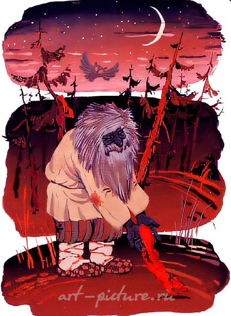 Октябрь, открытие охотничьего сезона, 1991, гуашь, 55x35. Собственность автора