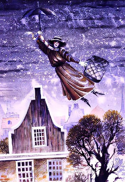Мэри Поппинс. Иллюстрации к книге, 1991, акварель, гуашь, 21x30. Собственность автора