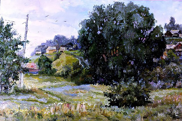 Село Вавож, 1989, холст, масло, 120x60. Собственность автора