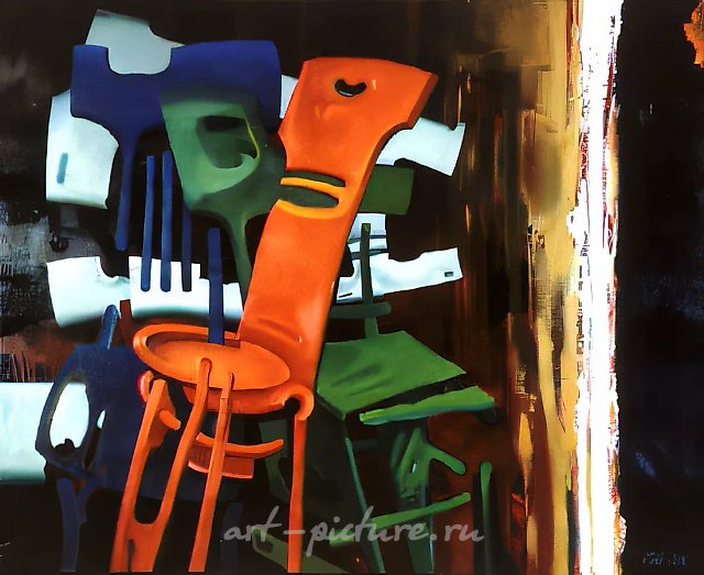 Стулья, 1988, холст, масло, 160х200 Собственность автора