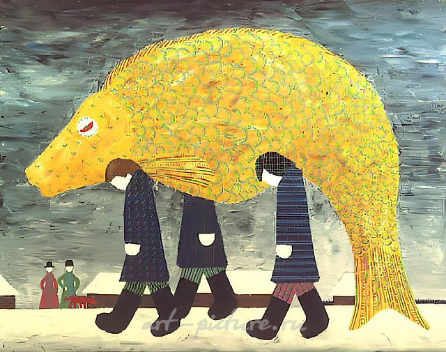Возвращение с рыбалки, 1990, холст, масло, 120х150, $3.000
