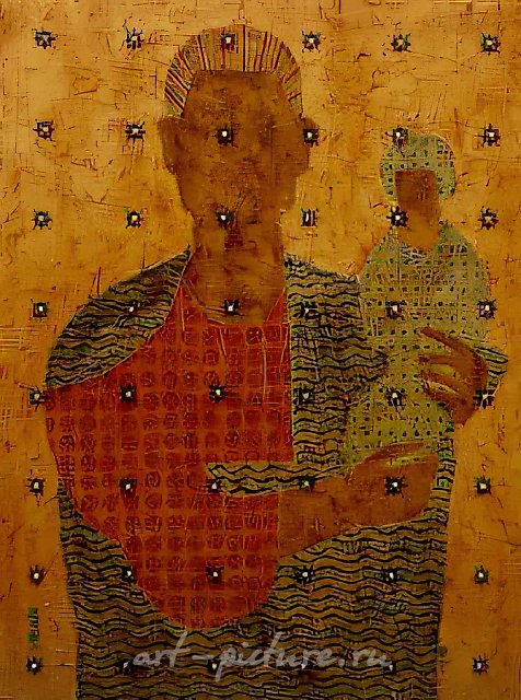 Автопортрет с дочерью, 1991, холст, масло, искусственный жемчуг, 80х60, $3.000