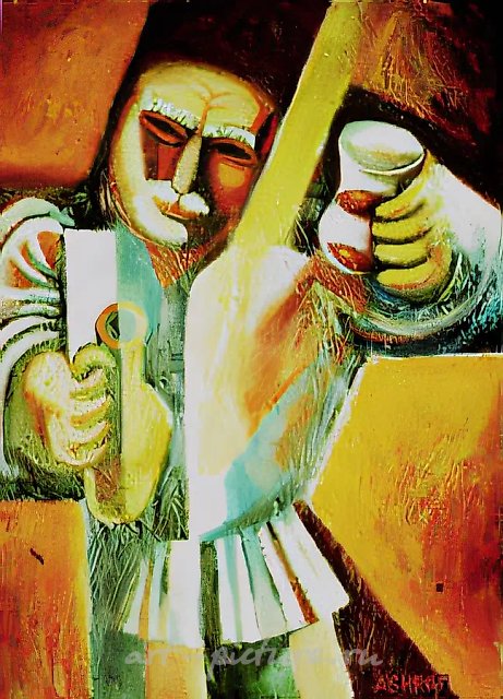 Будем здоровы, 1990, картон, масло, 60х80 Собственность автора