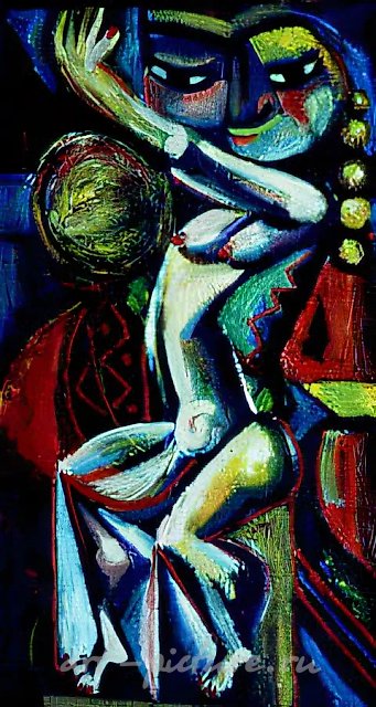 Ритмы востока, 1991, картон, масло, 47х32 Собственность автора