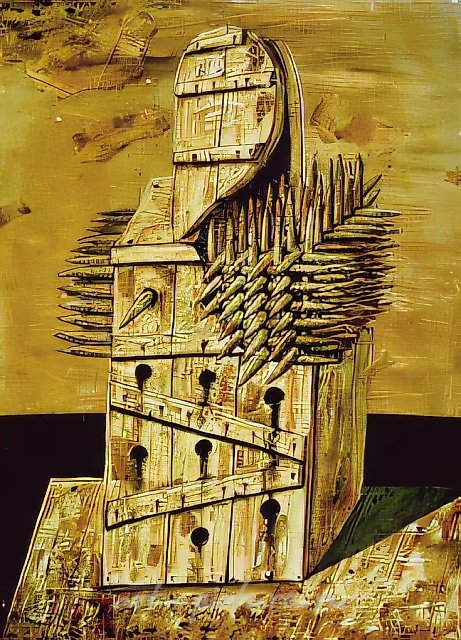 变形1，1990年，木板，拼贴，清漆，100x75厘米