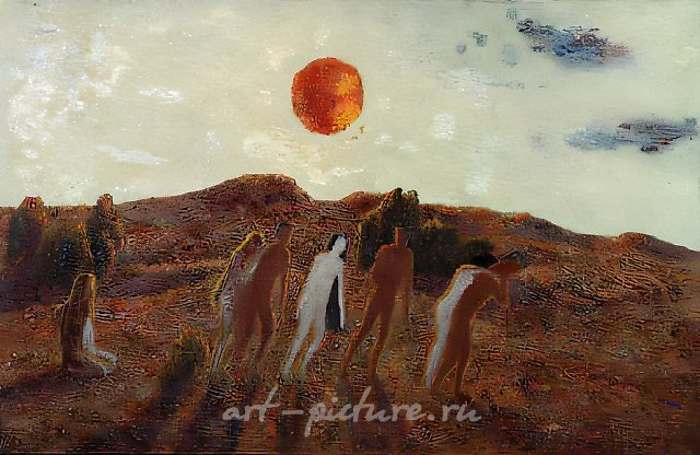 Красное солнце, 1980, холст, масло, 140х90 Cобственность галереи "СТАНБЕТ". Москва.